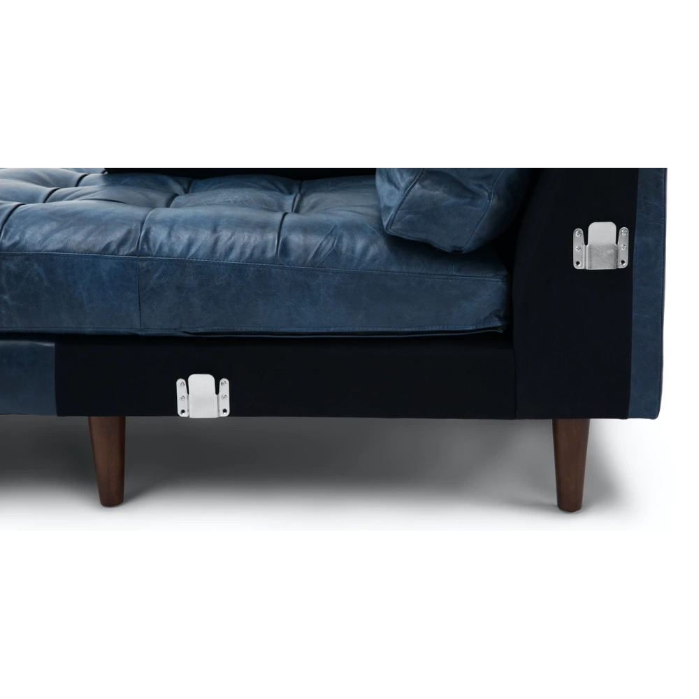 Barcelona Upholstered Oxford Blue Leather Corner Sofa