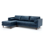 Barcelona Upholstered Oxford Blue Leather Corner Sofa