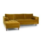 Barcelona Upholstered Yarrow Gold Velvet Corner Sofa