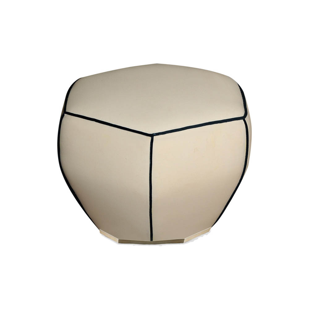Bethy Upholstered Living Room Pouf with Brass Inlay Front View