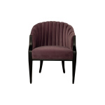 Bogo Upholstered Striped Armchair with Black Legs Dark Purple