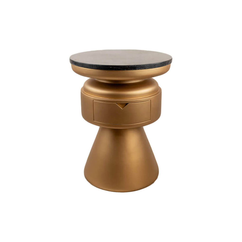 Table Bush Round Table Bush Gold Round Bedside Table with Drawer - Englanderline 2024