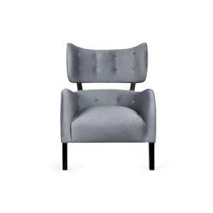 Boris Grey Upholstered Tup Wing Back Armchair