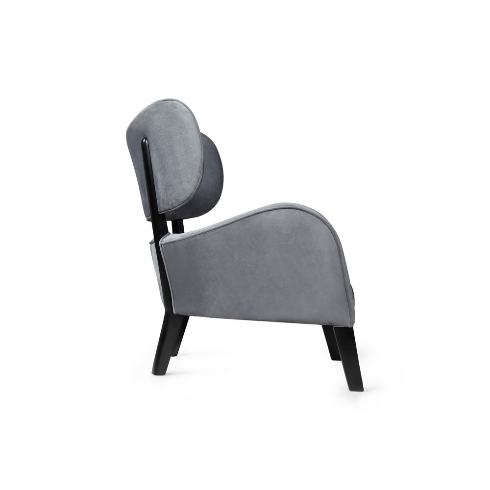 Boris Grey Upholstered Tup Wing Back Armchair