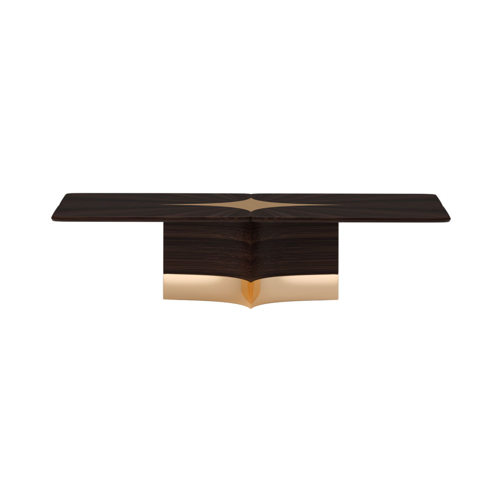 Caithness Rectangle Brown and Gold Wooden Dining Table with Star Inlay
