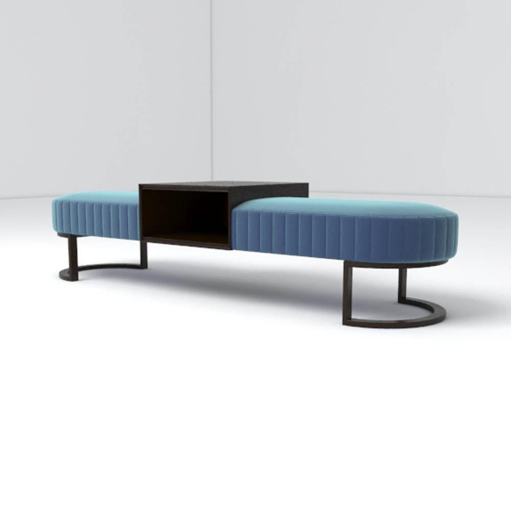 Charu Upholstered Bench with Curved Legs Side