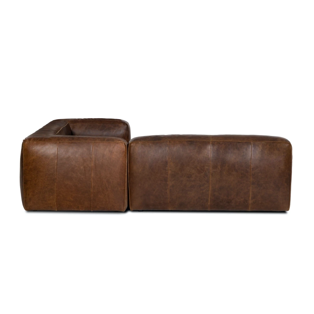 Chicago Upholstered Rawhide Brown Leather Corner Sofa
