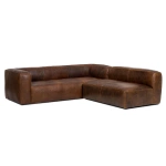 Chicago Upholstered Rawhide Brown Leather Corner Sofa