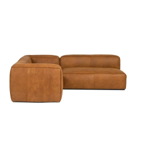 Chicago Upholstered Rawhide Tan Leather Corner Sofa