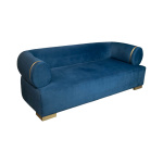 Clare 3 Seaters Blue Velvet Sofa With Brass Inlay