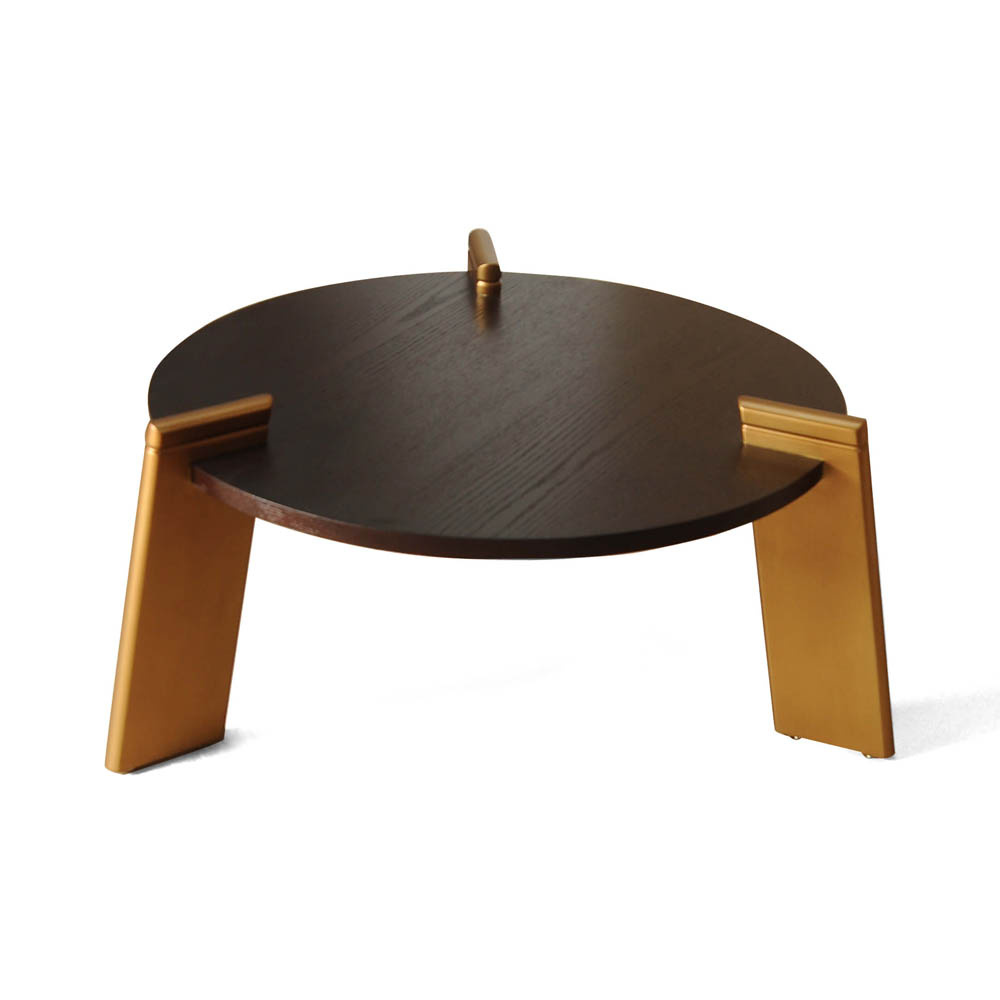 Cosmo Round Dark Brown Coffee Table with Gold Legs