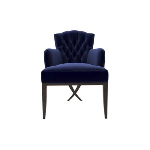 Cross Upholstered Tufted Armchair Blue
