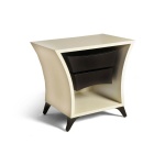 Crown Cream and Dark Brown Curved Bedside Table