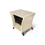 Crown Cream and Dark Brown Curved Bedside Table Beside