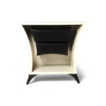 Crown Cream and Dark Brown Curved Bedside Table Front View