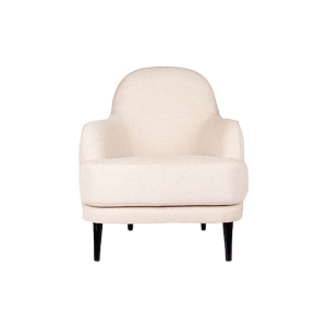 Declan Upholstered Highbacked Off White Armchair Side View