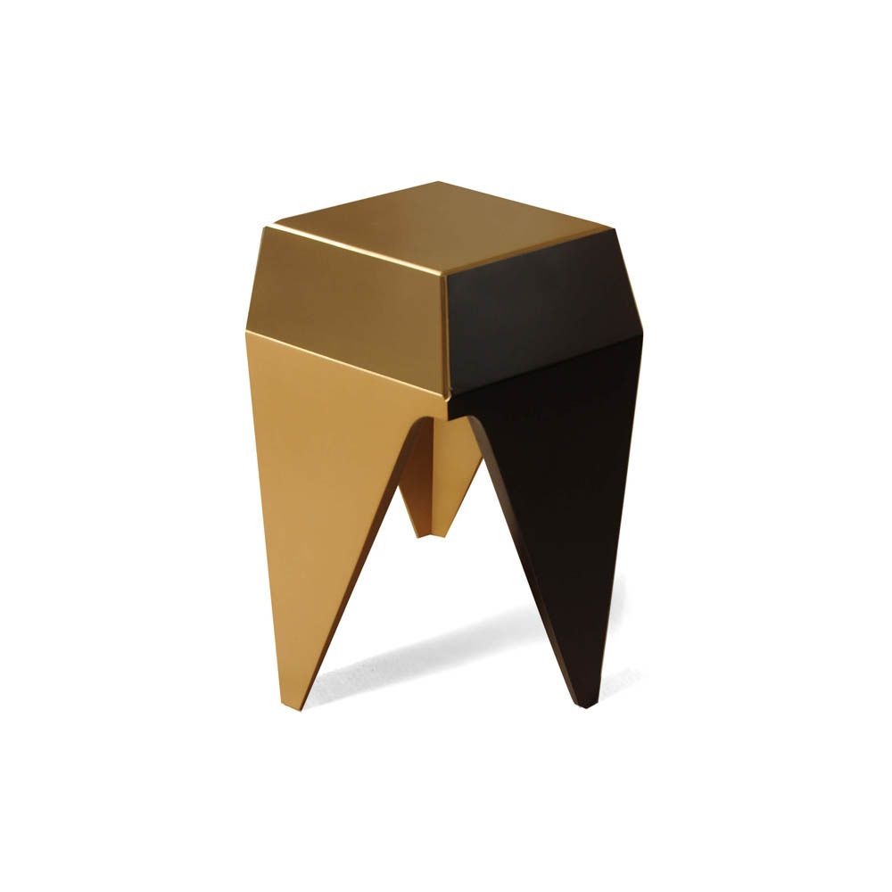 Diamond Hexagonal Black and Gold Side Table