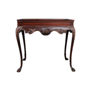 Edna Shabby Chic Console Table with Wooden Hand Carved Detailed Front
