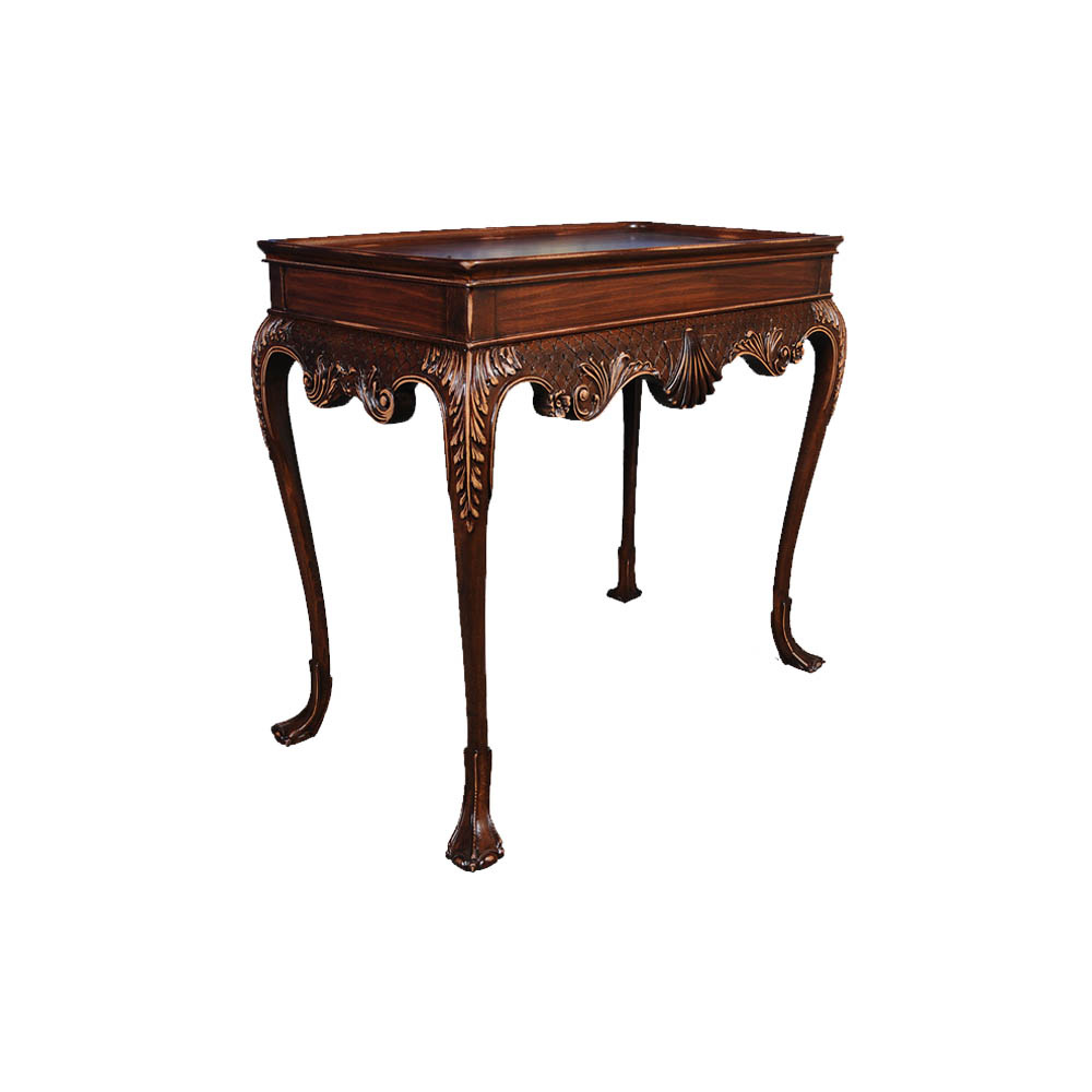 Edna Shabby Chic Console Table with Wooden Hand Carved Detailed Side