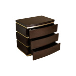 Eduard Dark Brown Wood with Brass Bedside Table Open Drawers