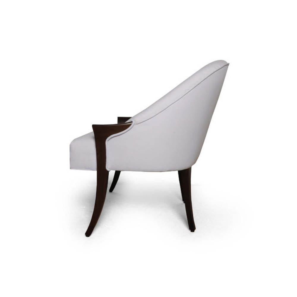 Elisa Upholstered Armchair Wooden Arms Left Side View