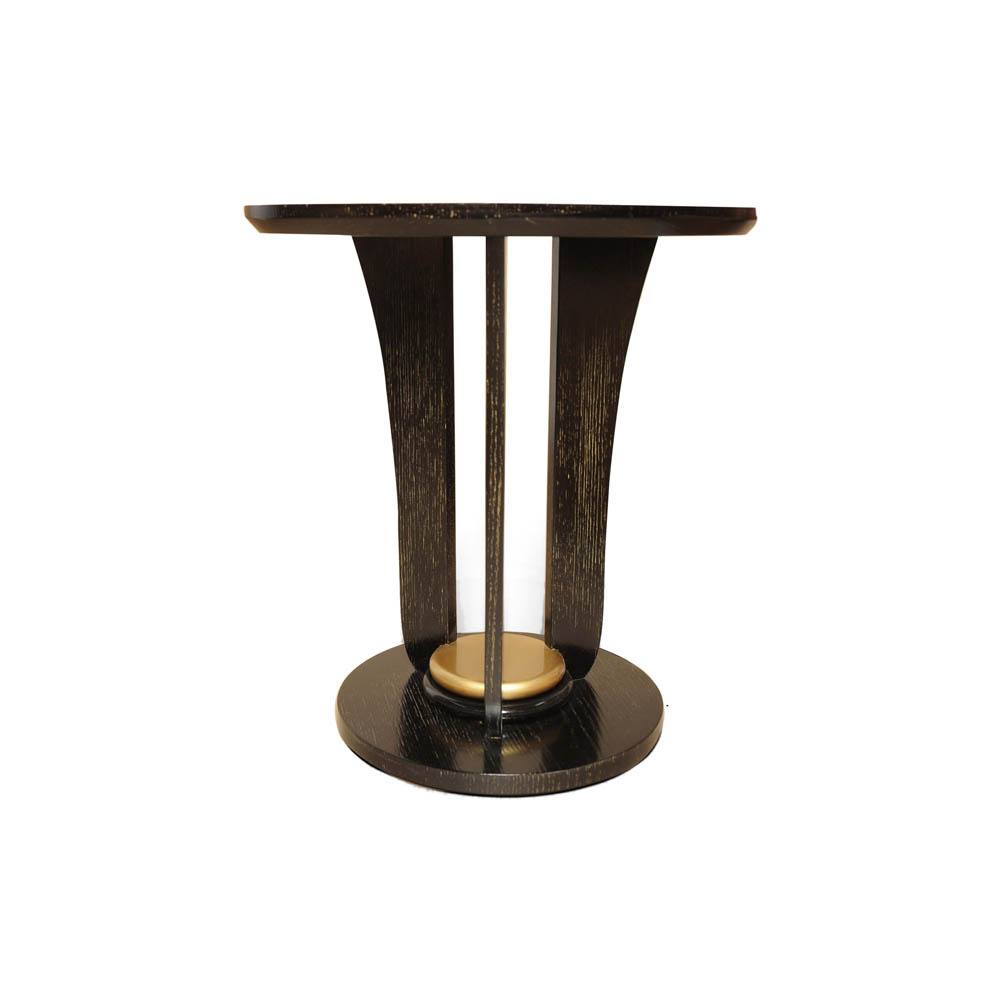 Fido Black Wooden Distressed Side Table with Gold