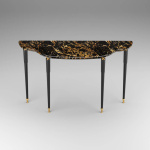 Fife Black and Gold Wood with Natural Marble Top Console Table