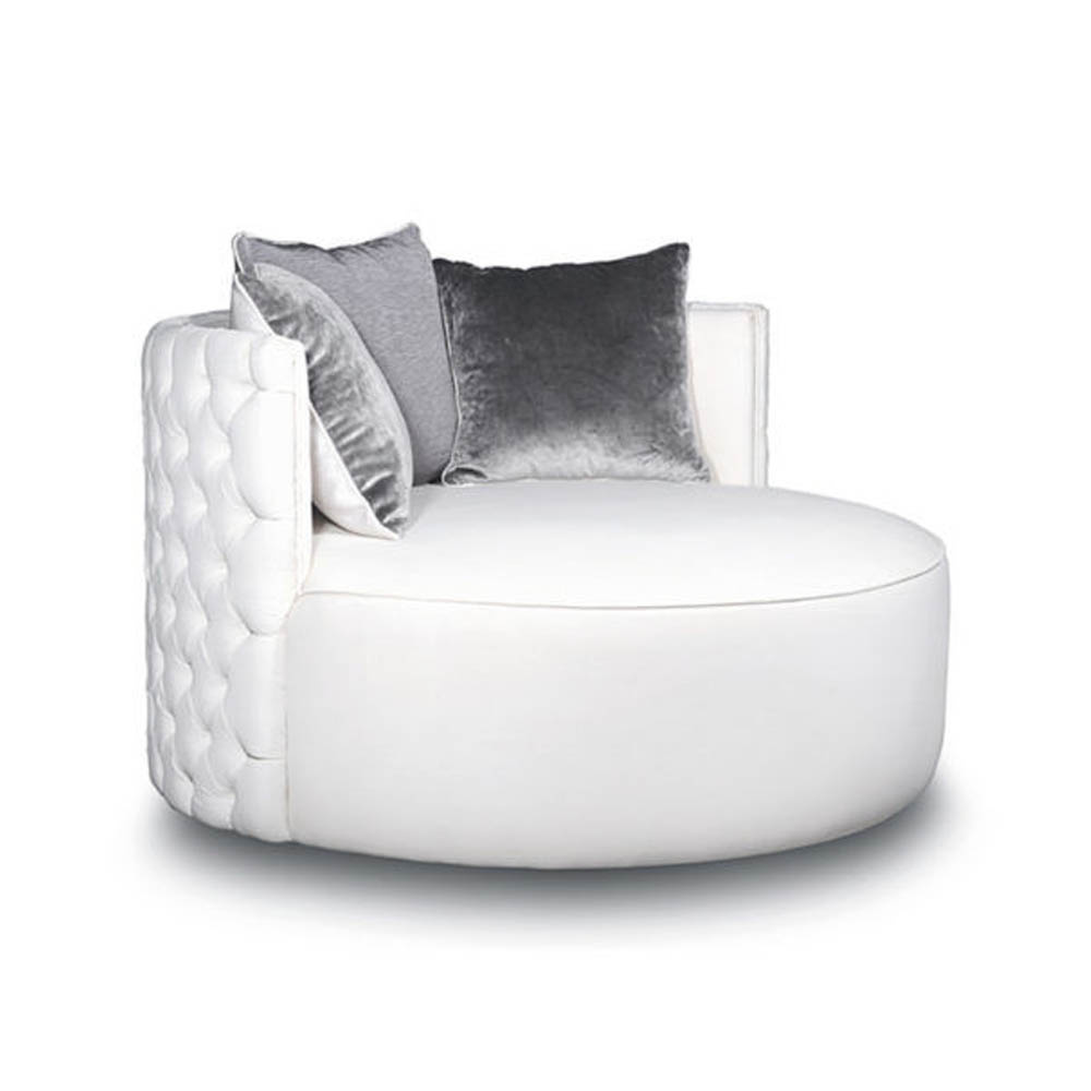 Frank Upholstered Round Button Tufted Accent Chair