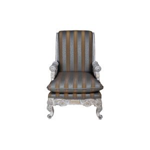 French Armchair with Hand Carved Detailed and Distressed Paint