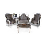 French Love Seat with 2 Armchairs Grey Seating and Chairs