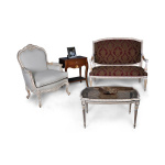 Gilded French Sofa with Cushions Seating and Chairs