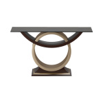 Hampshire Wooden Console Table Dark Brown and Brass
