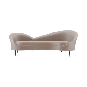 Heart Upholstered Curved Back Sofa with Wooden Legs