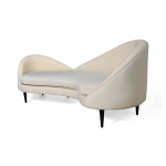 Heart Upholstered Curved Back Sofa with Wooden Legs Side View