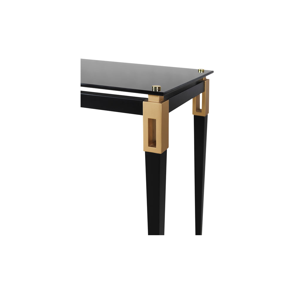 Ida Glass Top Console Table with Stainless Steel Legs