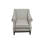 Kingston Grey Upholstered Rolled Arm Chair with Wooden Legs