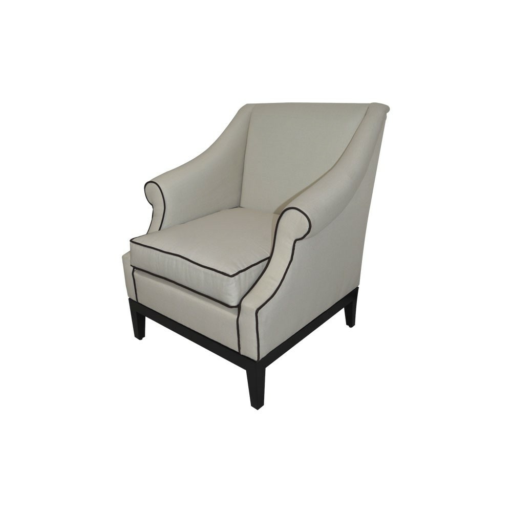 Kingston Grey Upholstered Rolled Arm Chair with Wooden Legs