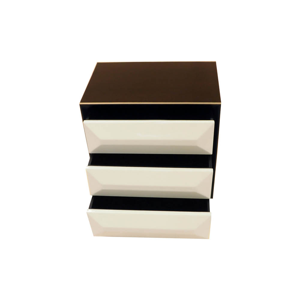 Kvadrat Dark Brown and Cream Gloss Bedside Table Top View