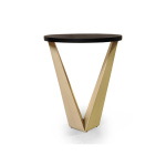 Luca Dark Brown and Cream V Shaped Small Round Side Table