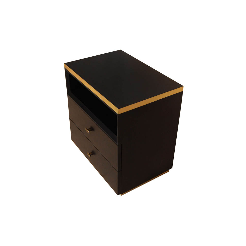 Manu Dark Brown Bedside Table with Drawer and Shelf Top