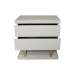 Max Light Grey Bedside Table with Stainless Steel Front View
