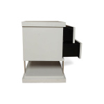 Max Light Grey Bedside Table with Stainless Steel Open Drawers