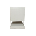 Max Light Grey Bedside Table with Stainless Steel Right