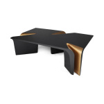 Mercado Dark Brown and Gold Wood Coffee Table
