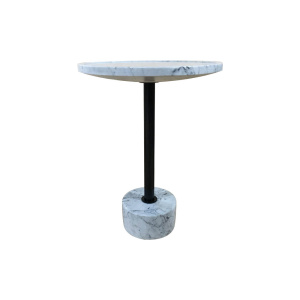 Mila Round White Marble Side Table