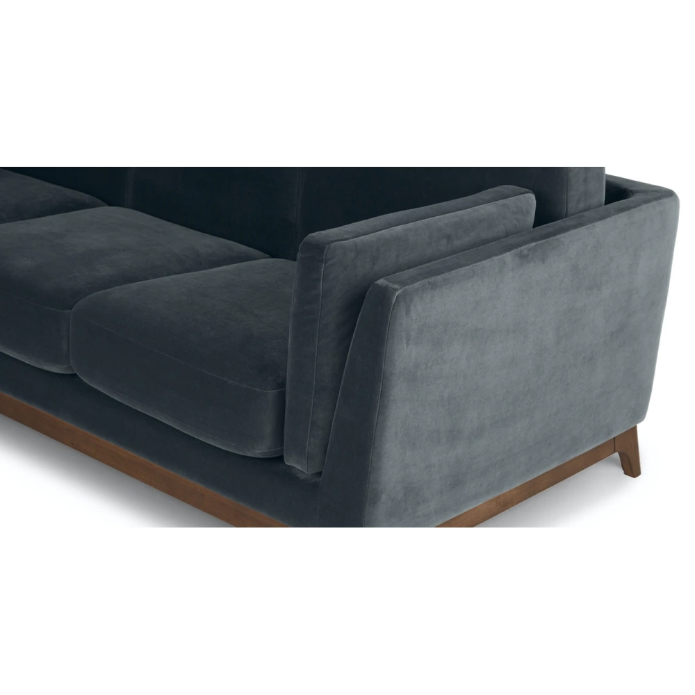 Milo Upholstered Deep Sea Blue Velvet Corner Sofa