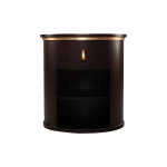 Nova Dark Brown Oval Bedside Table with Brass Inlay
