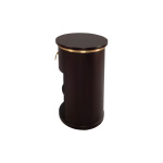 Nova Dark Brown Oval Bedside Table with Brass Inlay Side View