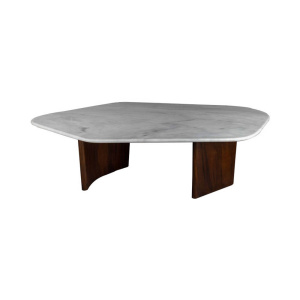 Olney Wooden with Dark Gray Marble Coffee Table Side View