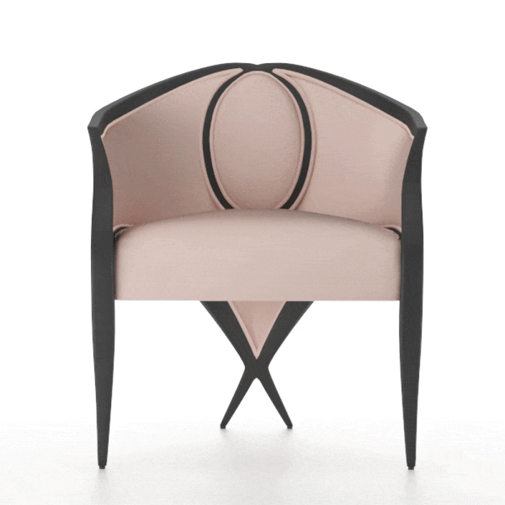Oval Upholstered Wood Frame Armchair
